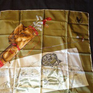 Silk Scarf , Vintage Gleneagles Hotel Golf Course Excellent Condition 30 x 30